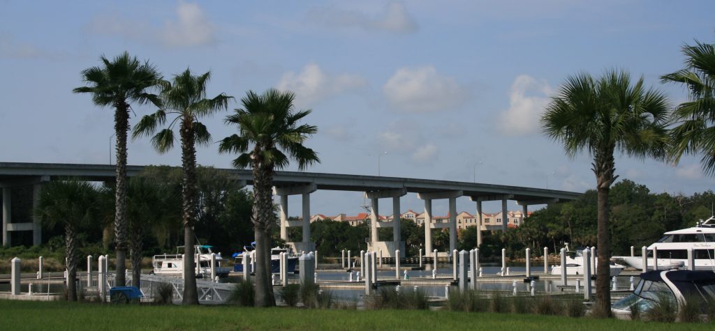 Image of the bridge, water and boats